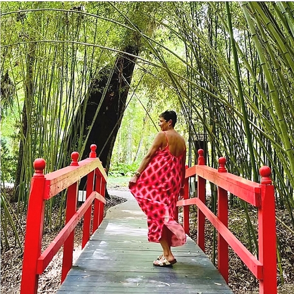 BOHEMIAN RED & PINK ARGYLE PRINT MAXI DRESS NWT - Picture 8 of 13